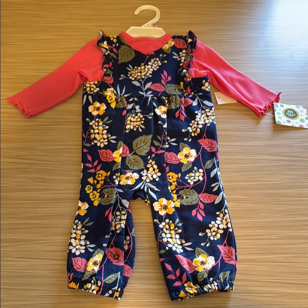 Little Me Floral Kids Overalls Set